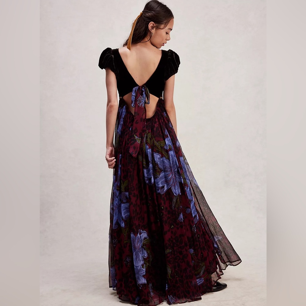Free People Black and Blue Floral Maxi Dress - Picture 4 of 9